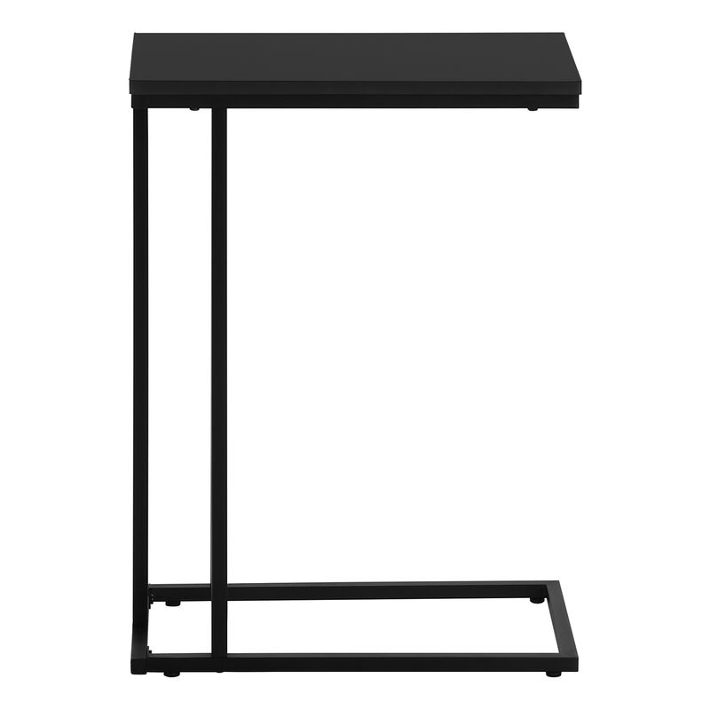 Monarch Specialties I 3467 Accent Table, C-shaped, End, Side, Snack, Living Room, Bedroom, Metal, Laminate, Black, Contemporary, Modern