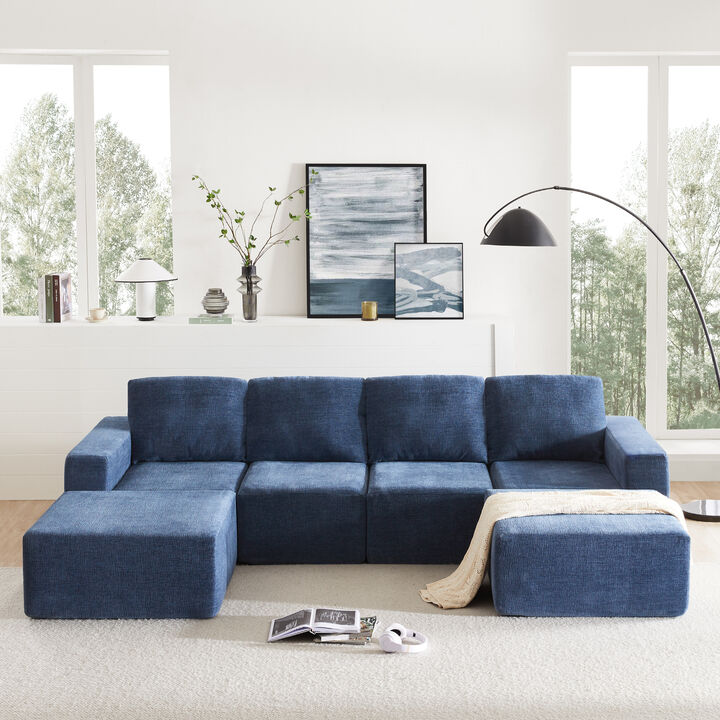 Merax Modular U Shaped Sectional Sofa Floor Couch Set
