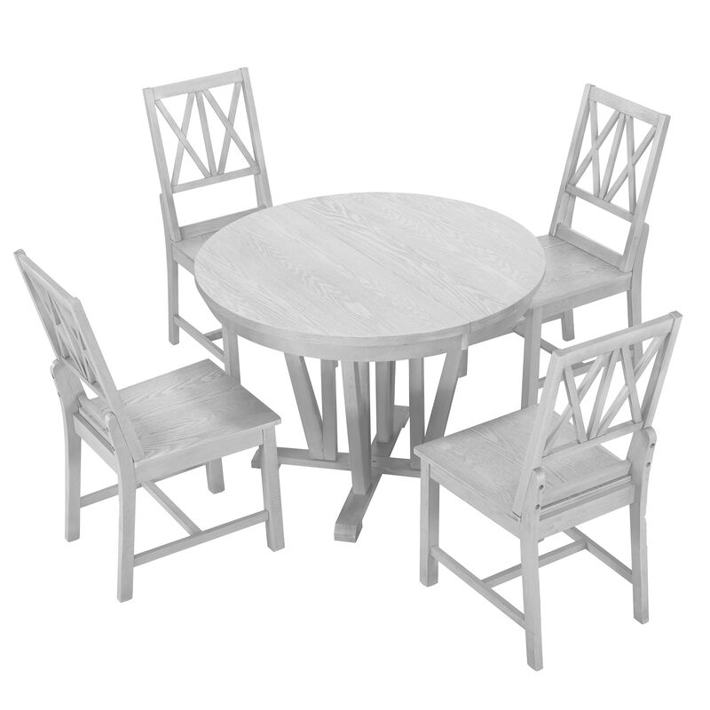 Rustic 5-Piece Extendable Dining Table Set