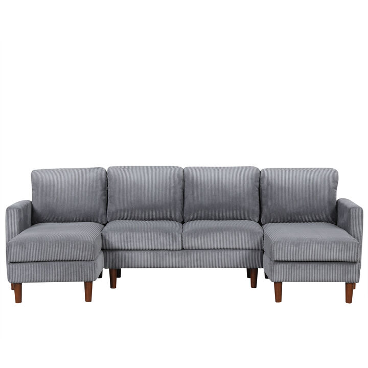 Merax Corduroy Fabric U-shaped Sofa Couch