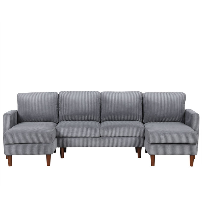 Merax Corduroy Fabric U-shaped Sofa Couch