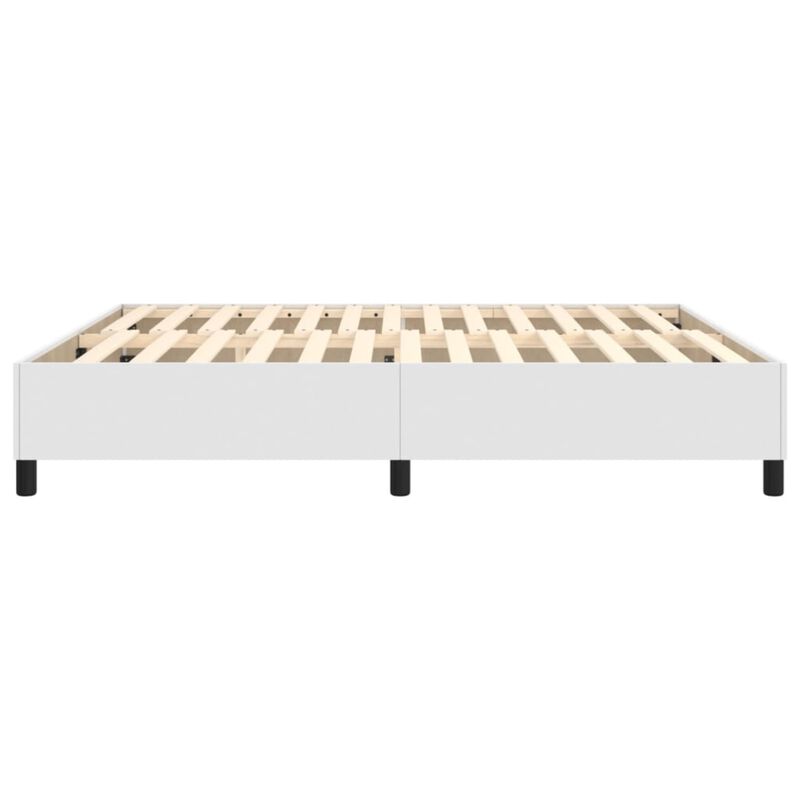 vidaXL Faux Leather King Size Box Spring Bed Frame, Elegant White 76"x79.9", Engineered Wood - Suitable for King Size Mattresses