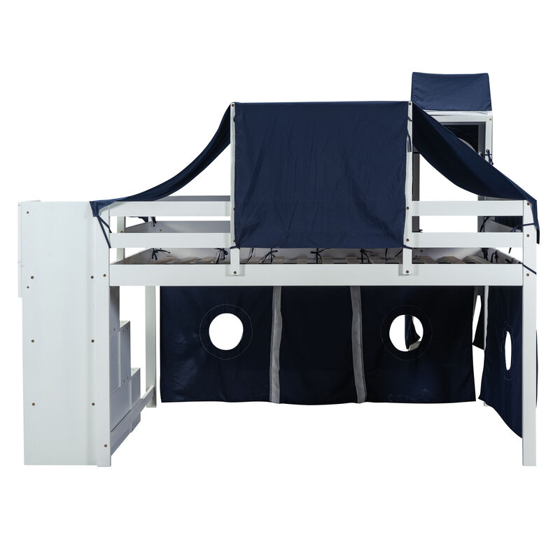 Merax Loft Bed with Tent and Tower