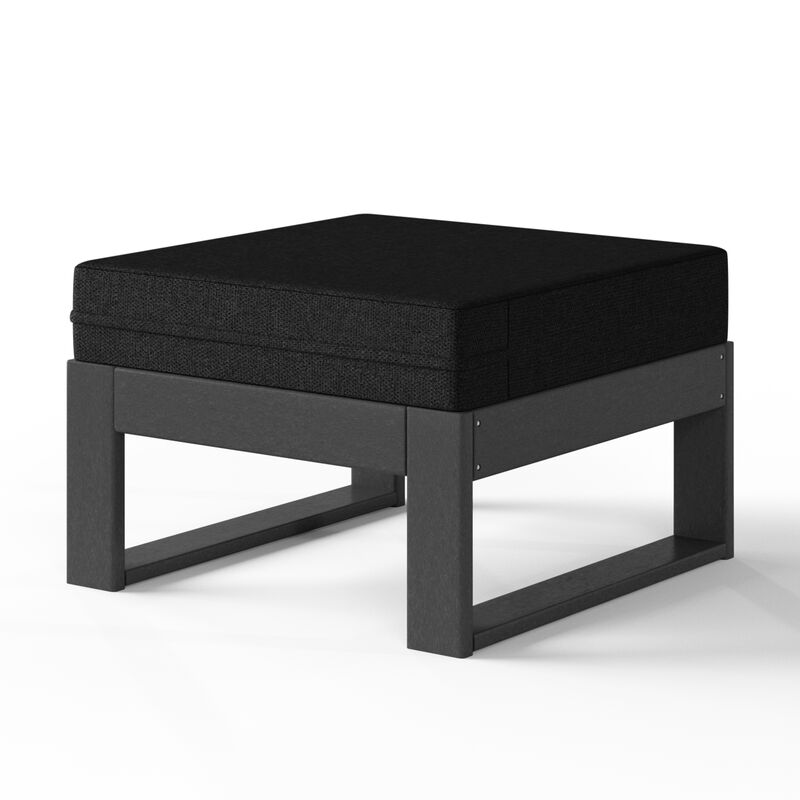 WestinTrends Outdoor HDPE Patio Ottoman with Waterproof Olefin Cushions