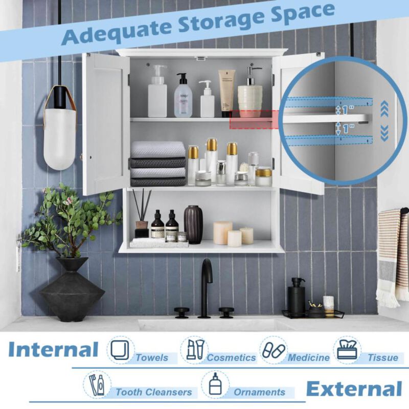 Hivvago Wall Mount Bathroom Cabinet Storage Organizer with Doors and Shelves