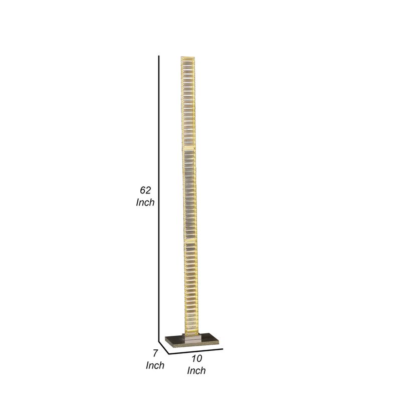 Lizy 62 Inch Floor Lamp with Crystal, LED Metal Frame, Nickel Finish - Benzara