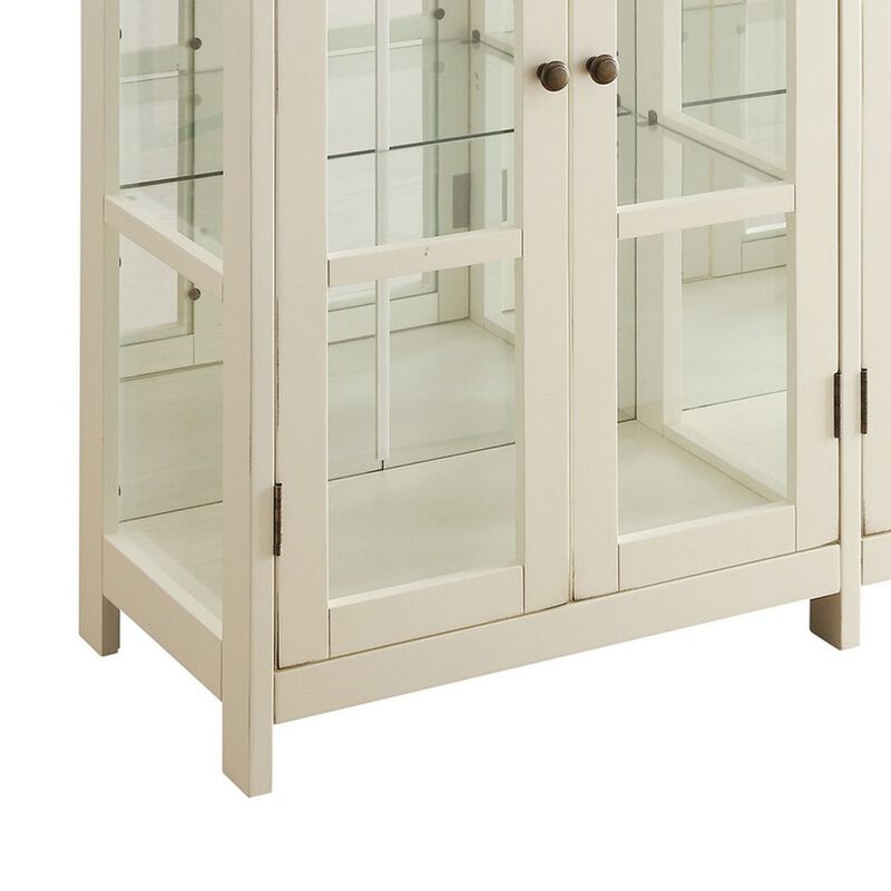 Transitional Style Wooden Accent Display Cabinet , White-Benzara