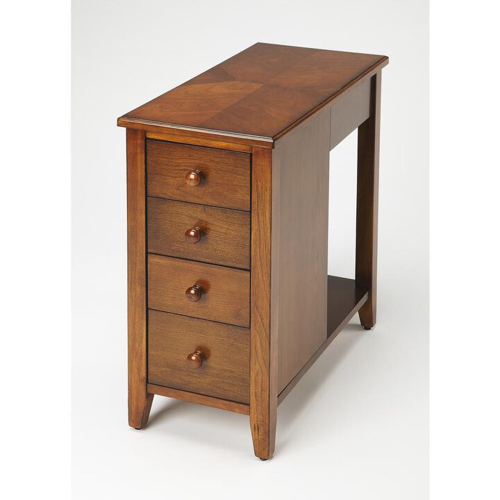 Olive Ash Burl 4-Drawer Chairside Chest, Belen Kox