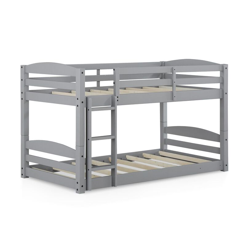 DHP Sierra Low Profile Twin over Twin Bunk Bed with Ladder, Gray