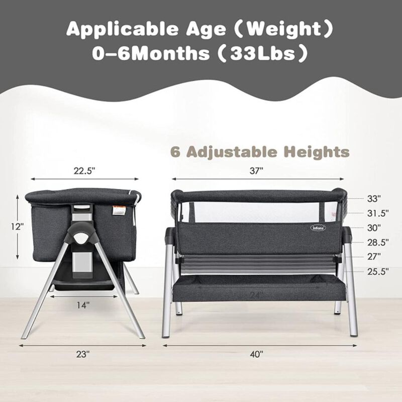 Hivvago Portable Baby Bedside Sleeper with Adjustable Heights and Angles