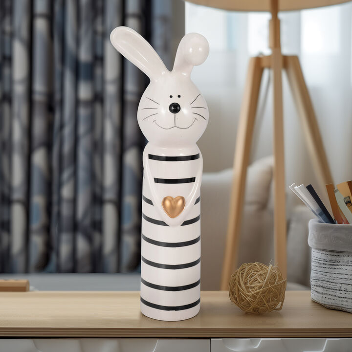 4"x12" Stripe Bunny Gold Heart