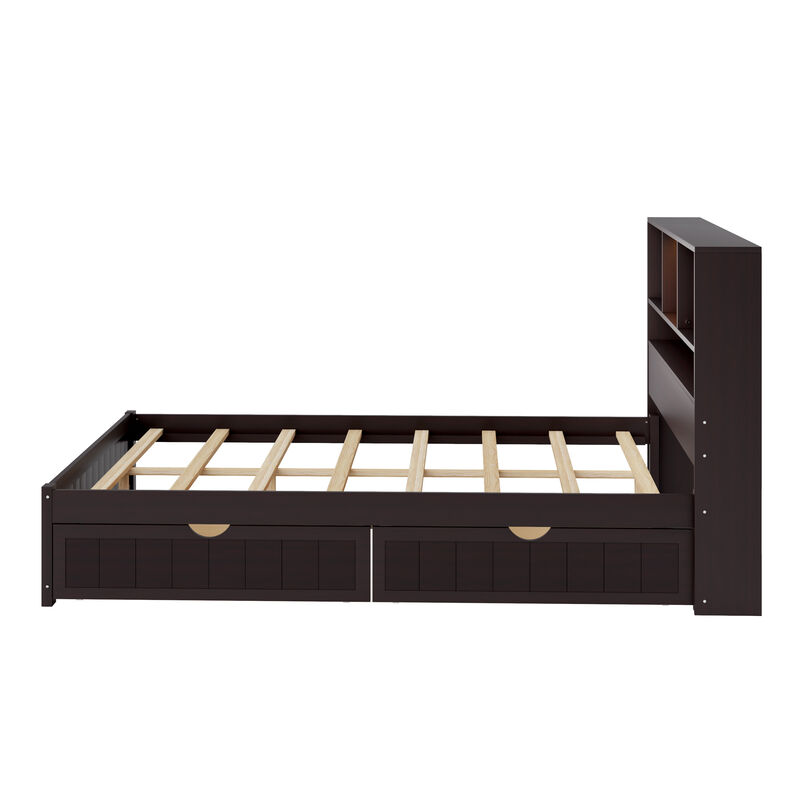 Merax Platform Bed with Built-in Downlight and 2 Drawers