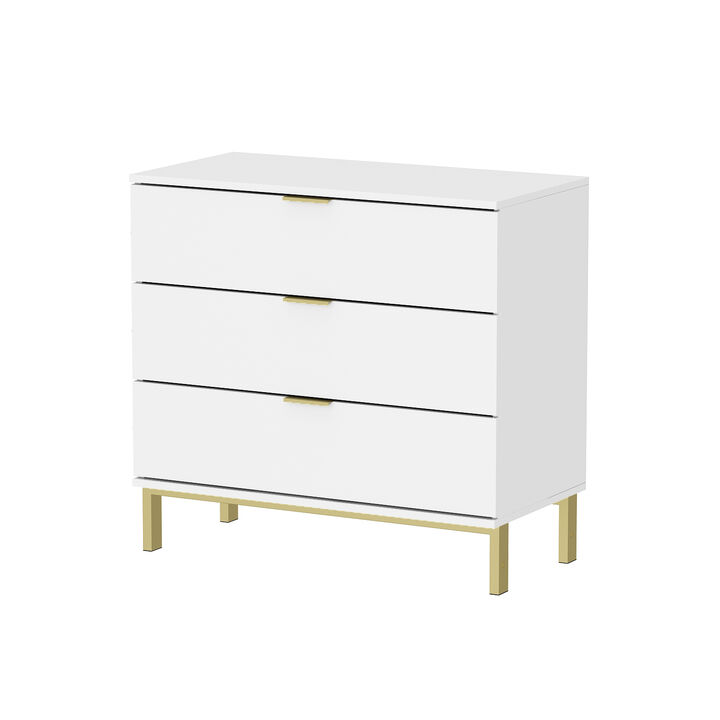 FUFU&GAGA  3-Drawers White Wood Chest of Drawers Dresser Vanity Table Storage Cabinet Nightstand 29.7 in. H x 31.5 W x 15.7 D FUFU&GAGA  3-Drawers White Wood Chest of Drawers Dresser Vanity Table Storage Cabinet Nightstand 29.7 in. H x 31.5 W x 15.7 D