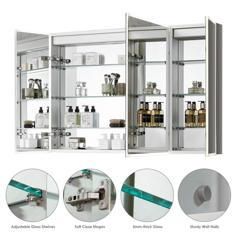Altair Frameless Surface-Mount/Recessed LED Lighted Bathroom Medicine Cabinet