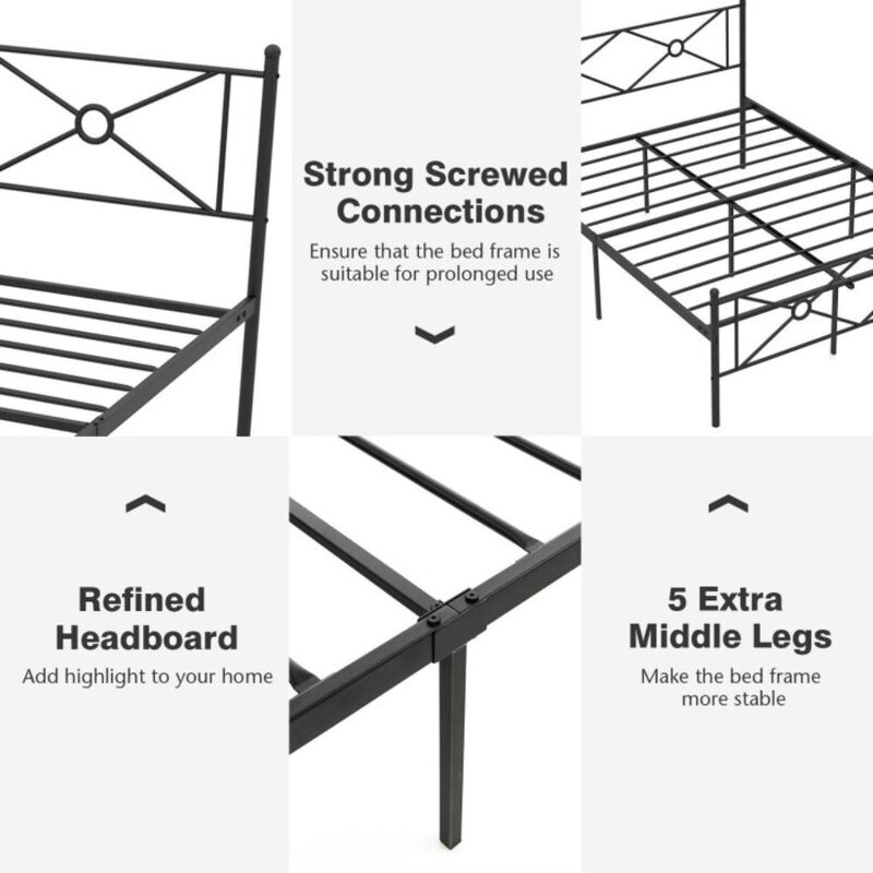 Hivvago Metal Platform Bed Frame with Headboard and Footboard