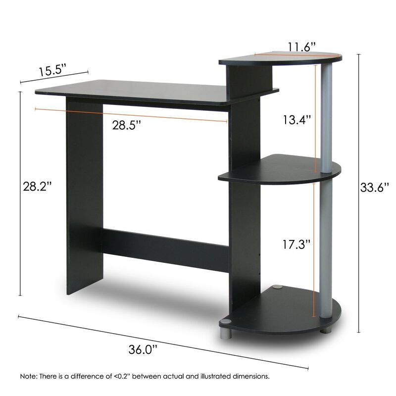 Hivvago Contemporary Computer Desk in Black Grey Finish