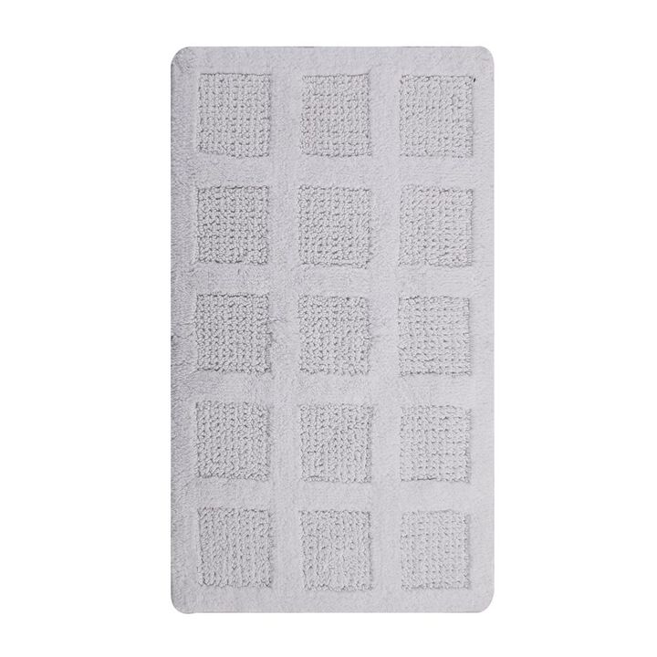 Knightsbridge Square Honeycomb 100% Cotton Reversible Bath Rug 22 X 60 White