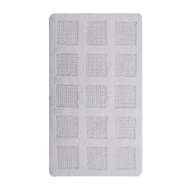Knightsbridge Square Honeycomb 100% Cotton Reversible Bath Rug 22 X 60 White