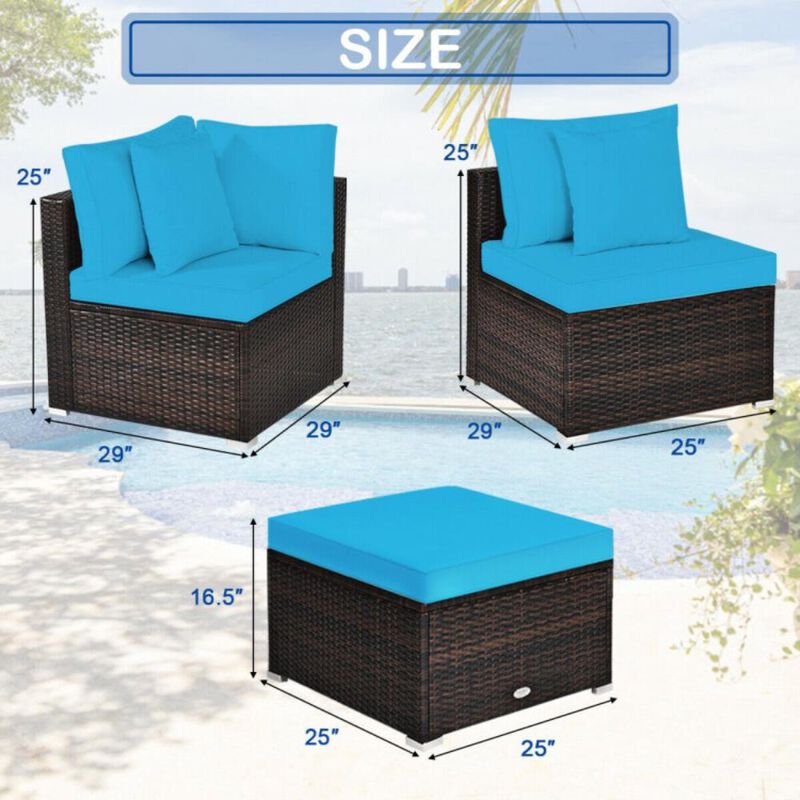 Hivvago 4 Pieces Patio Rattan Furniture Set with Removable Cushions and Pillows