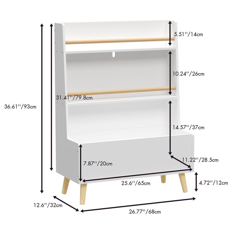Space-Saving Bookshelf and Magazine Rack for Kids Room or Playroom