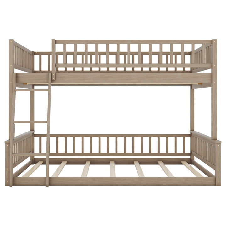 Merax Full XL over Queen Bunk Bed with Ladder and Guardrails