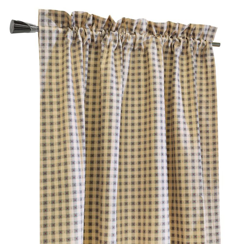 Thermalogic Checkmate Classic Room Darkening Simple Mini Check Pattern Pole Top Curtain Panel Pair Each Grey