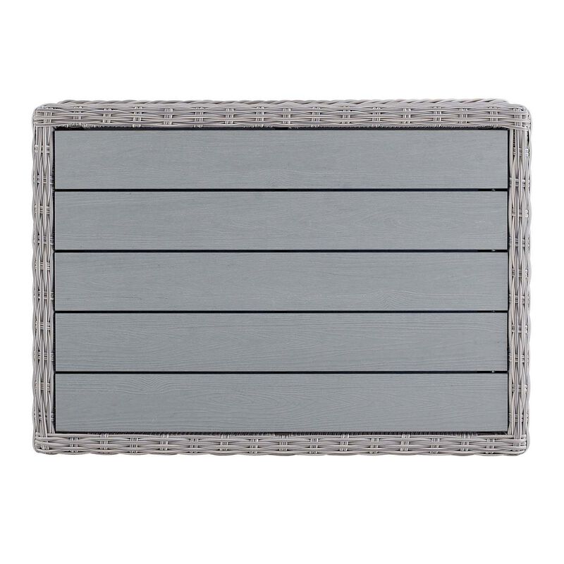 Conway 45" Outdoor Patio Wicker Rattan Coffee Table-Benzara
