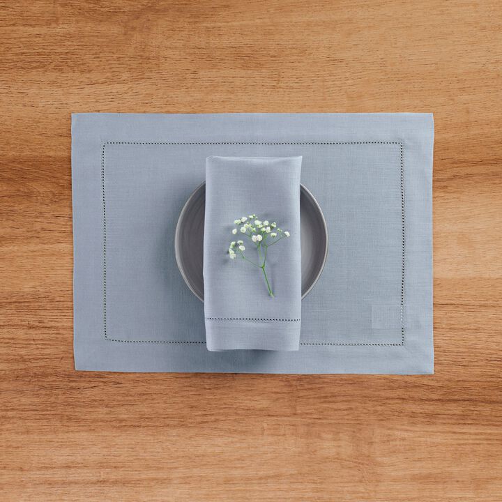 Solino Home 100% Pure Linen Dinner Napkins 20 x 20 Inch Set of 4 | Classic Hemstitch