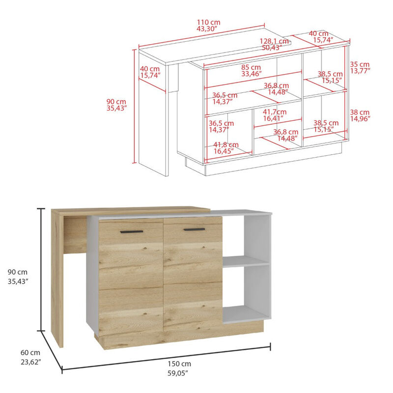 Kitchen Island Ohio, Kitchen, White / Light Oak
