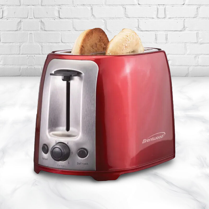 Brentwood 2 Slice Cool Touch Toaster in Red and Stainless Steel