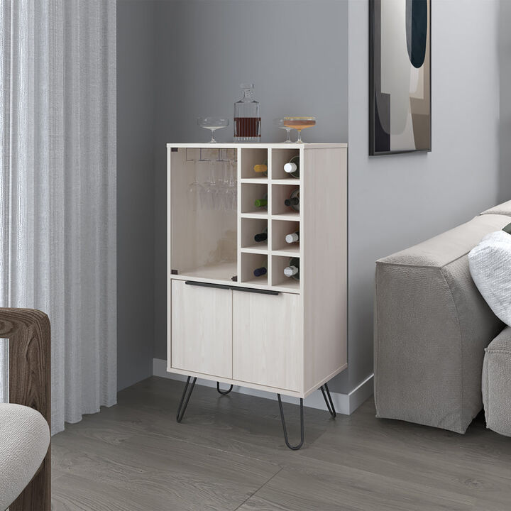 Bar Cabinet Gassville, Living Room, White Washed Oak