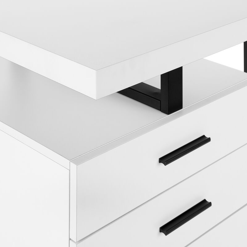 Monarch Specialties I 7646 Computer Desk, Home Office, Laptop, Left, Right Set-up, Storage Drawers, 48"L, Work, Metal, Laminate, White, Black, Contemporary, Modern