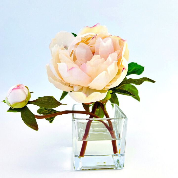 Peony Flower Arrangement in Glass Vase