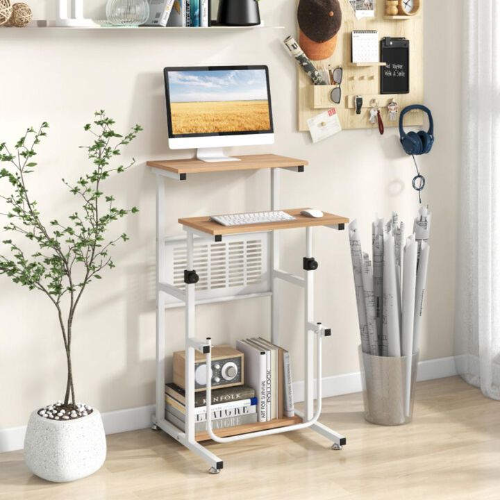 Hivvago Standing Desk for Small Space Sit Stand Desk with Height Adjustable Desktop