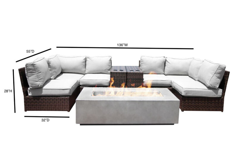 Living Source International 9-Piece Wicker Sectional Set with Cushion - Espresso