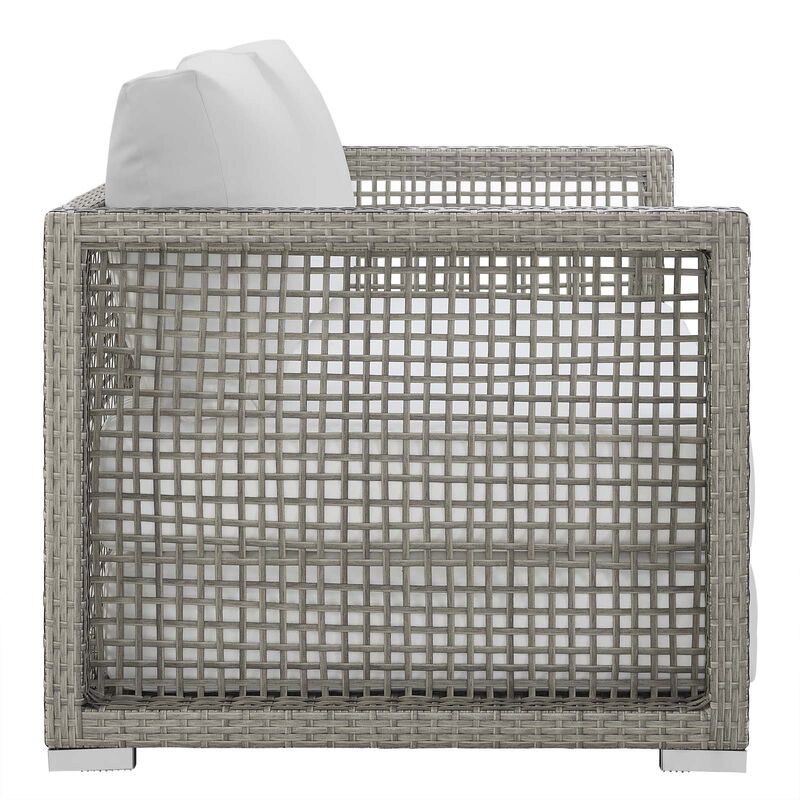 Aura 3 Piece Outdoor Patio Wicker Rattan Set - Gray White