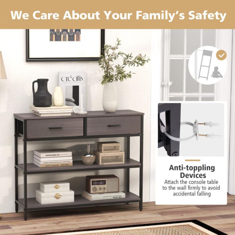 Hivvago Console Table with Folding Fabric Drawers for Entryway