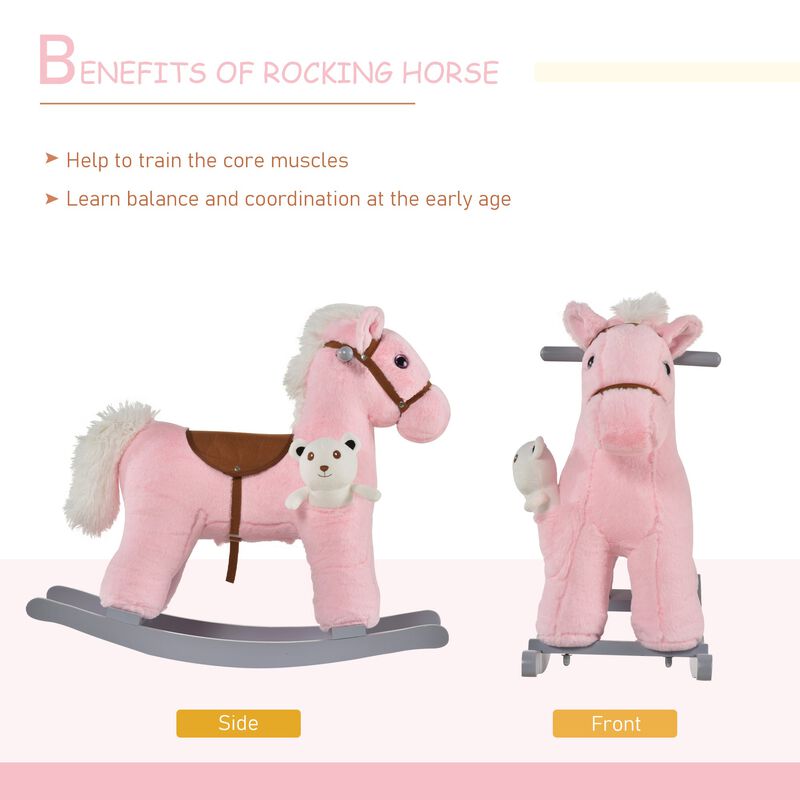 Pink Girls' Rocker: Plush Horse with Bear Toy for 18-36 Months