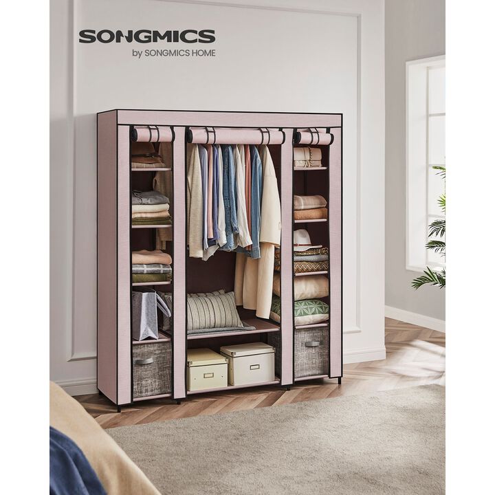 Portable Clothes Storage Solution with Shelves & Hanging Rail