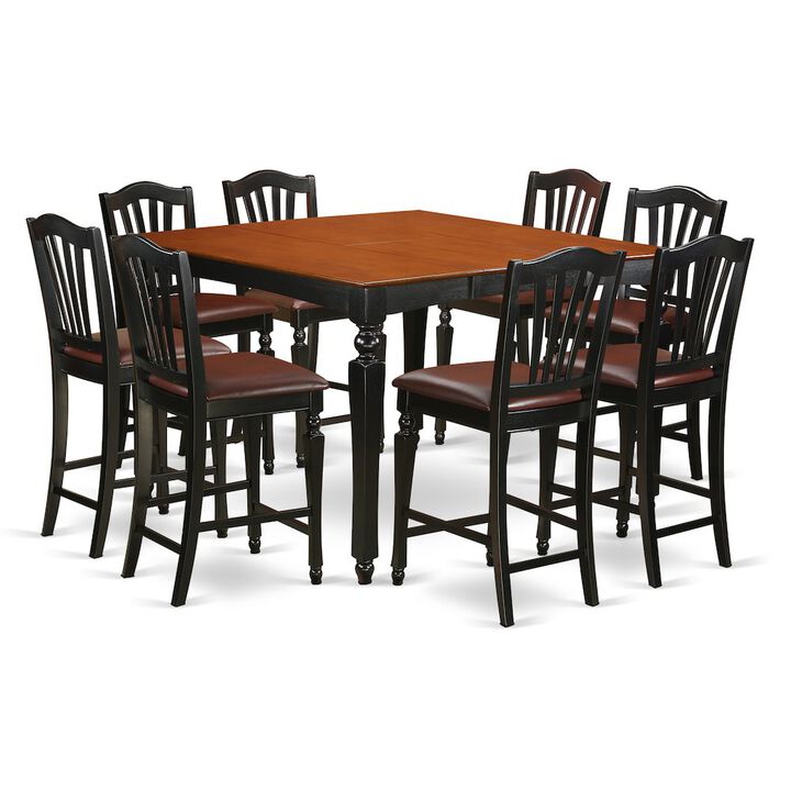 East West Furniture 9  PC  counter  height  set-  Square  Counter  height  Table  and  8  Stools
