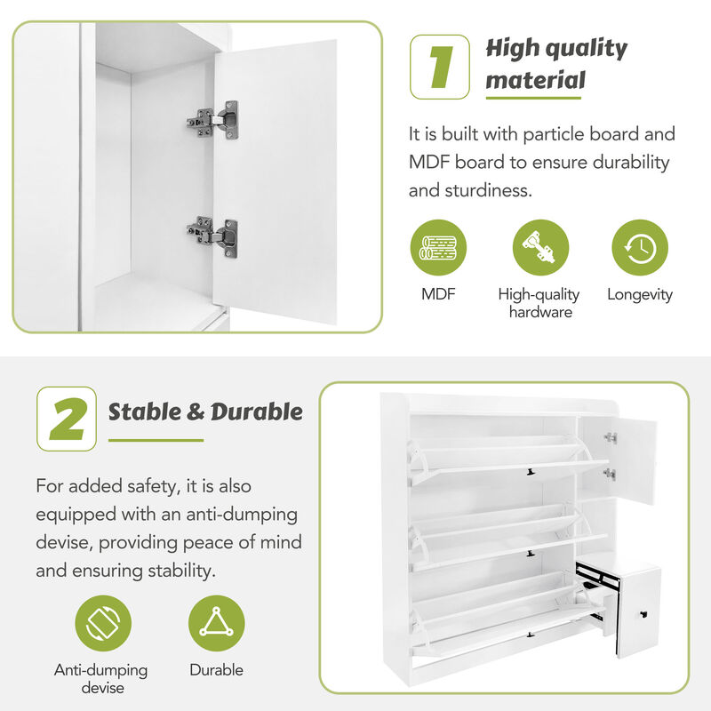 Merax Versatile Shoe Cabinet with 3 Flip Drawers
