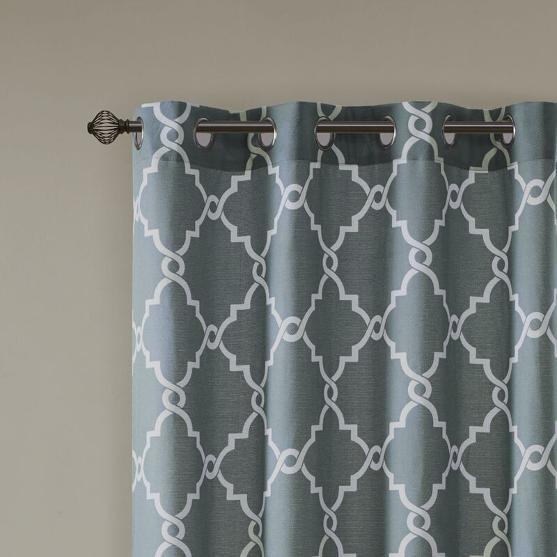 Gracie Mills Ondine Scroll Geometric Fretwork Grommet Window Curtain Panel