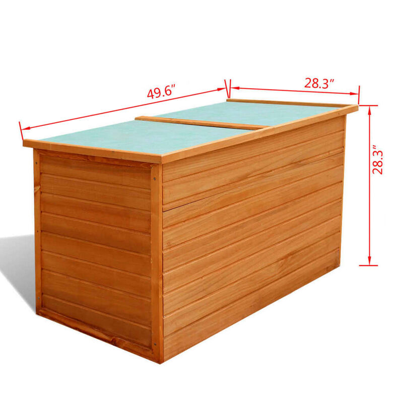 Outdoor Deck Patio Storage Box, Hinged Lift Top, Brown Wood 28x28x50 - Benzara