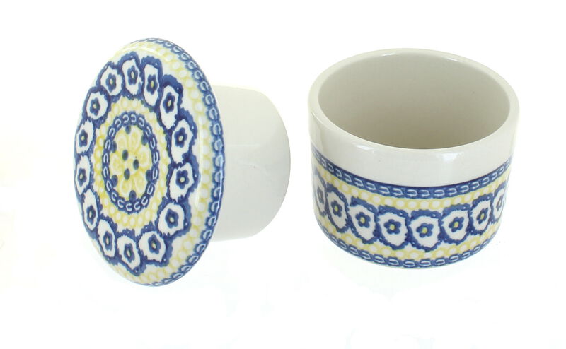 Blue Rose Polish Pottery Hummingbird French Butter Dish