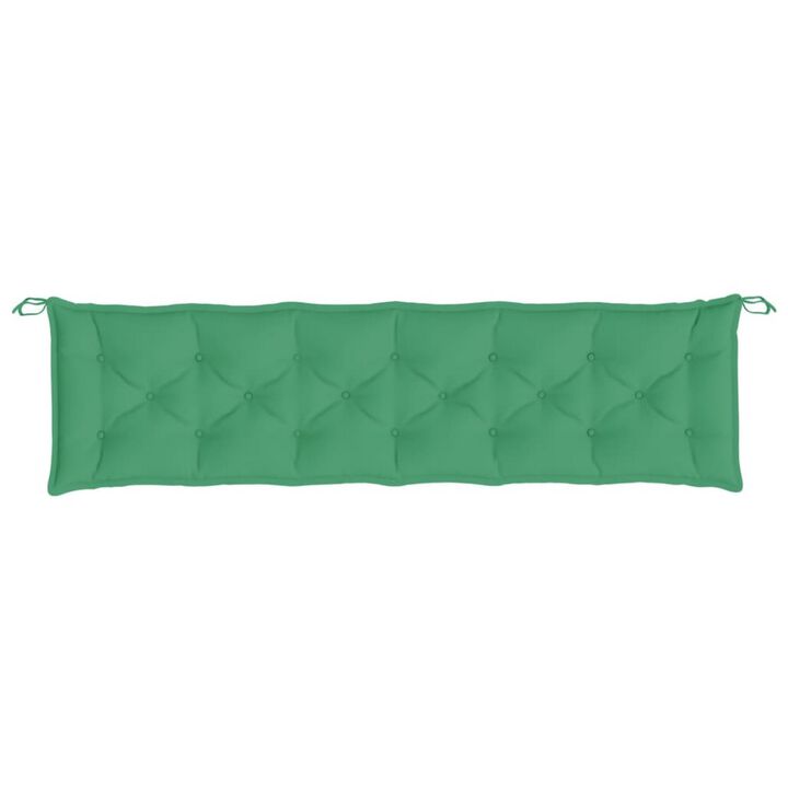 Claire Outdoor Cushion for Bench, Tufted Green Oxford Fabric, 79 Inch - Benzara