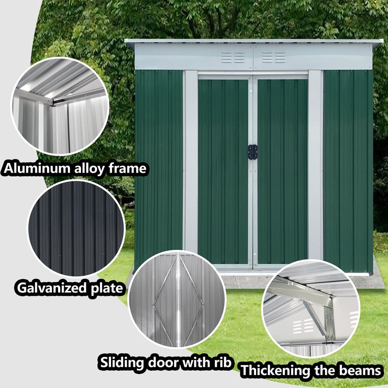 MONDAWE Outdoor Storage Sheds 6FTx4FT Pent Roof with Aluminum Alloy Frame