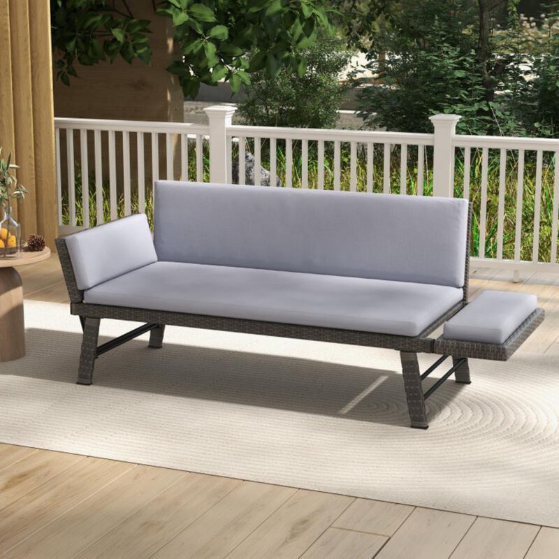 Hivvago Outdoor Convertible Sofa Daybed with Adjustable Armrests for Balcony