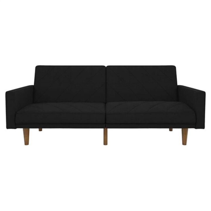 Hivvago Mid Century Modern Linen Upholstered Sofa Bed with Classic Wood Legs