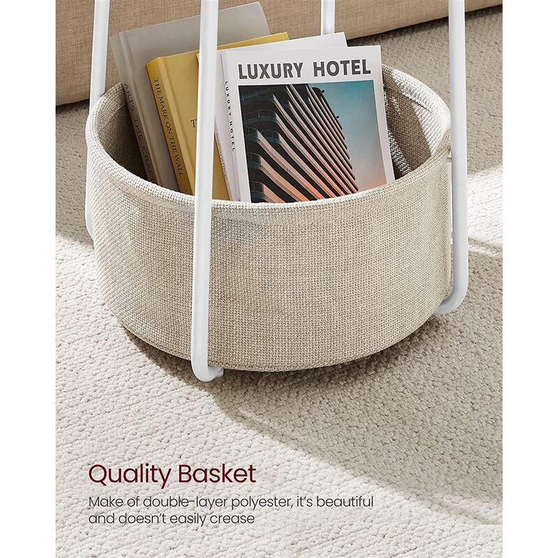 Modern Nightstand with Fabric Basket for Stylish and Functional Storage