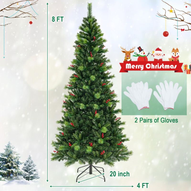 Hivvago 6/7/8 Feet Pre-Lit Artificial Christmas Tree with 300/400/500 LED Lights